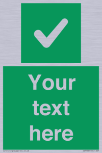 Custom green background, green square with tick sign